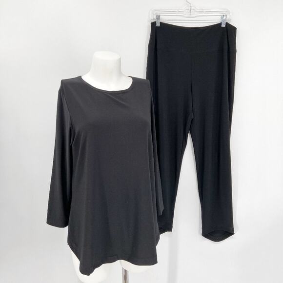 Sympli Black Pants Set w/ Long Sleeve Top